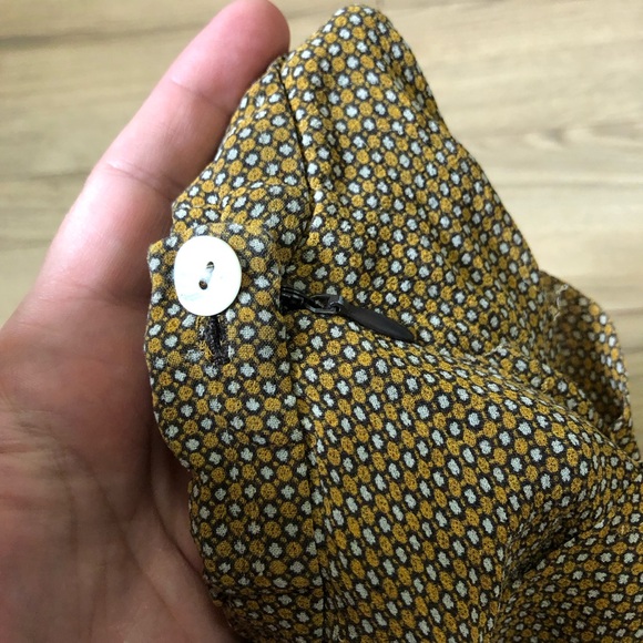 Women’s Vintage Studio M Petite Brown Yellow Pleated Pattern Silk Skirt size 4P - Picture 11 of 14